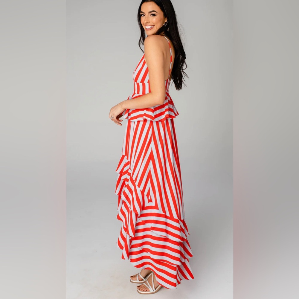 Buddy Love Georgia Ruffled Tiered Sleeveless High-Low Dress-Nautical - Picture 4 of 8